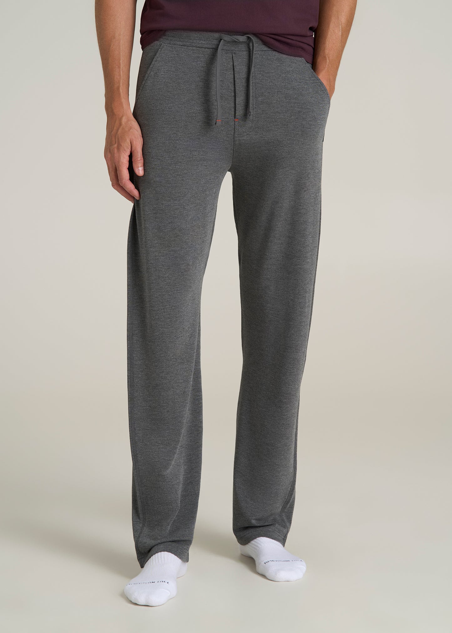 Open Bottom Tall Men's Pajama Pants in Charcoal Mix