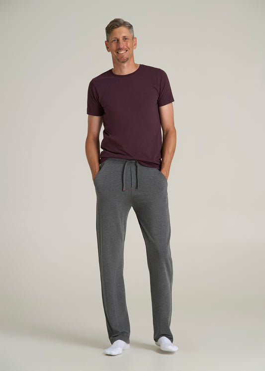 Open Bottom Tall Men's Pajama Pants in Charcoal Mix