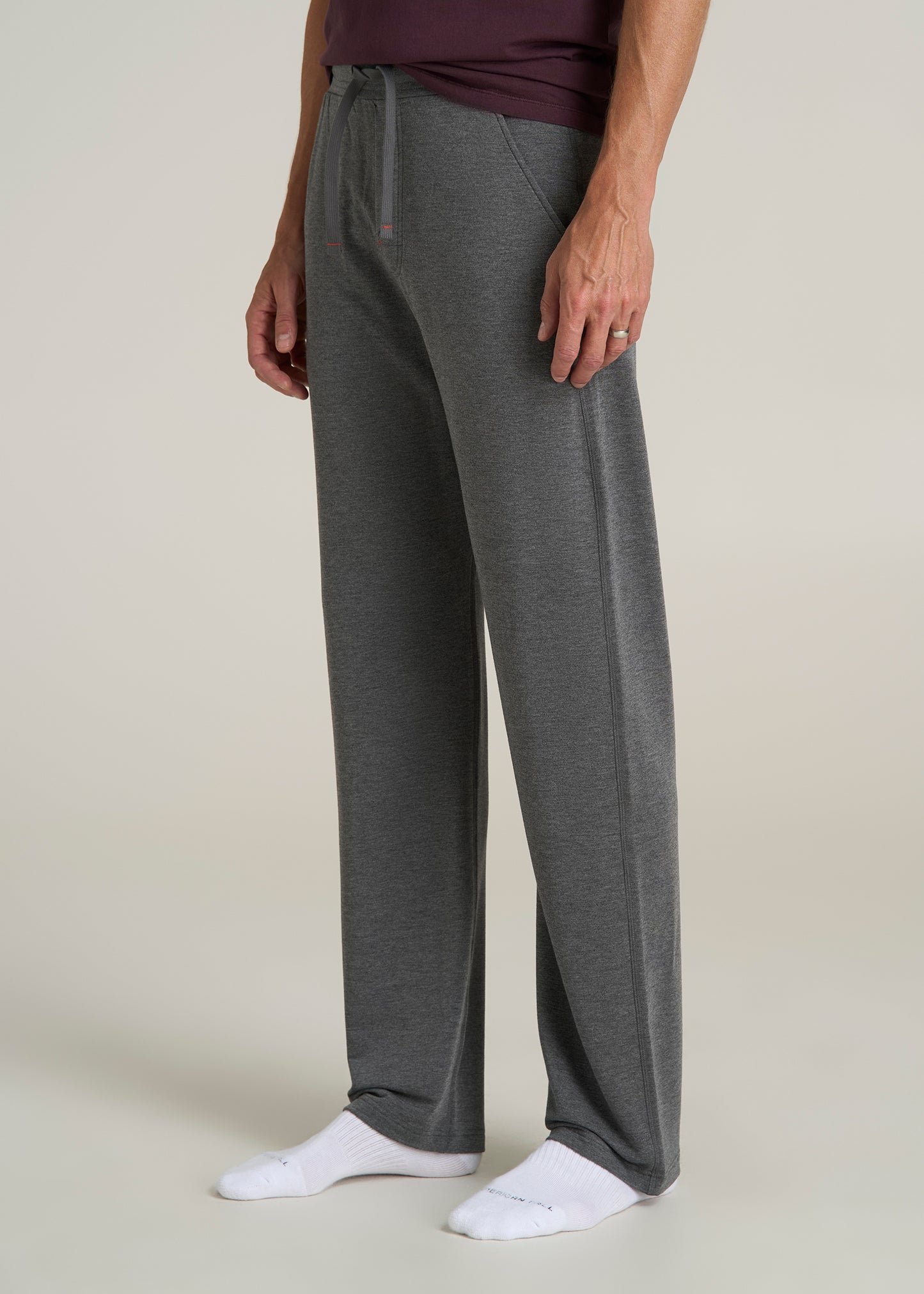 Open Bottom Tall Men's Pajama Pants in Charcoal Mix