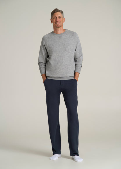 Open-Bottom Pajama Pants for Tall Men in Evening Blue