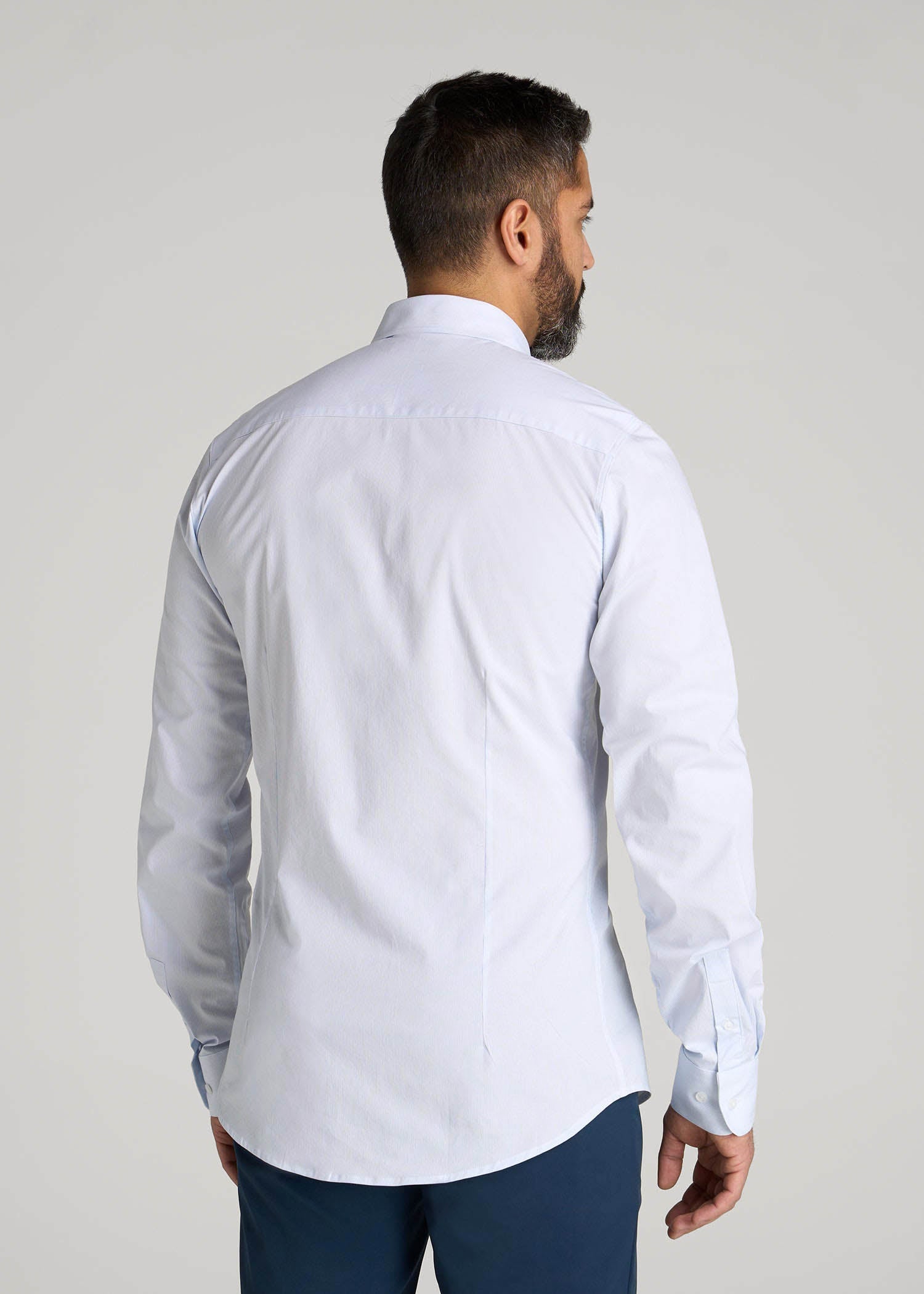 shop dress shirts Oskar Easy Care Dress Shirt for Tall Men in Blue Mini Stripe 2XL / Tall / Blue Mini Stripe