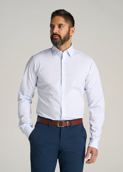 Oskar Button-Up Dress Shirt for Tall Men in Blue Mini Stripe