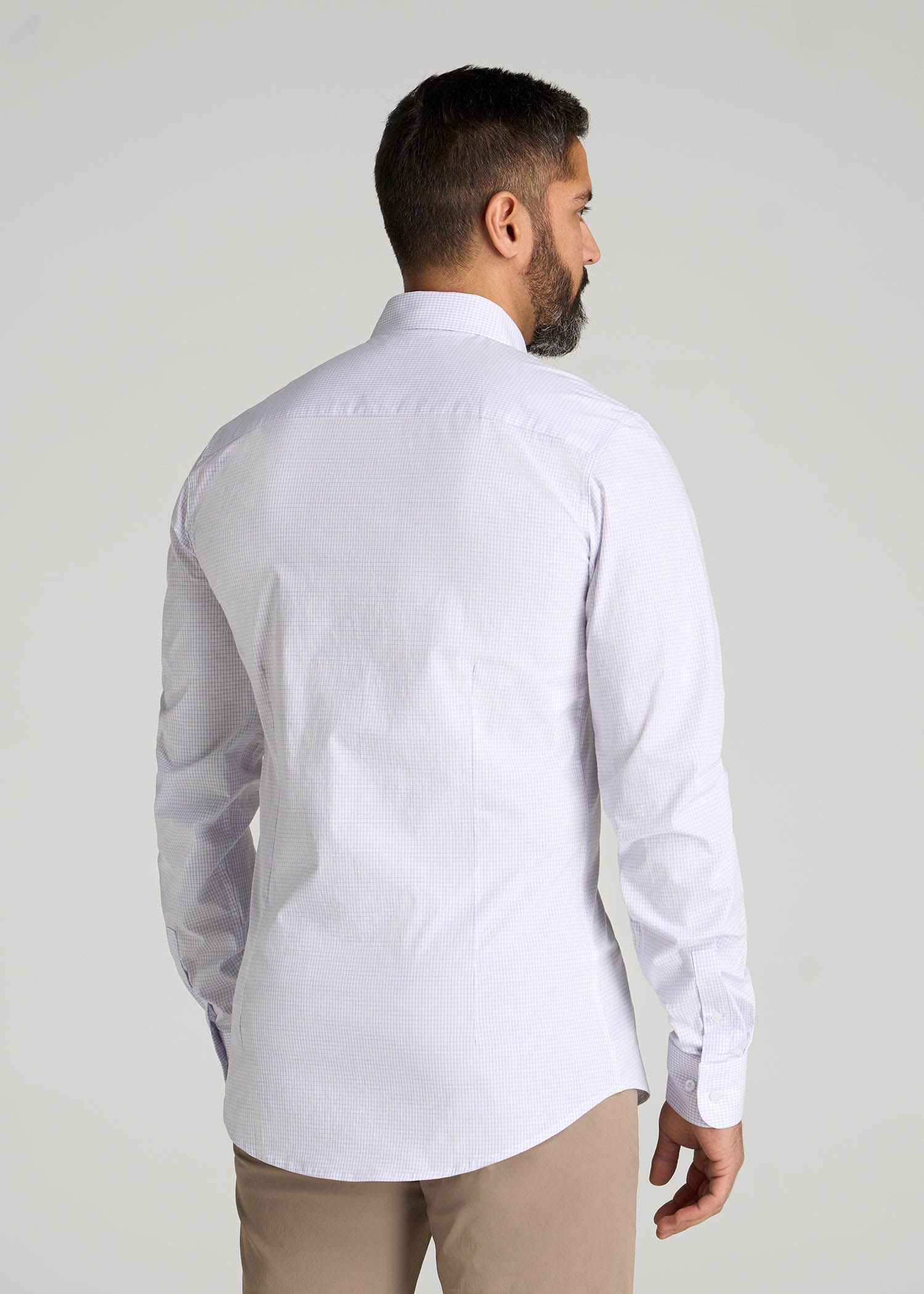 Oskar Easy Care Dress Shirt for Tall Men in Iris Mini Check Oskar Easy Care Dress Shirt for Tall Men in Iris Mini Check