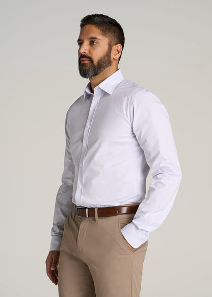 Oskar Button-Up Dress Shirt for Tall Men in Iris Mini Check
