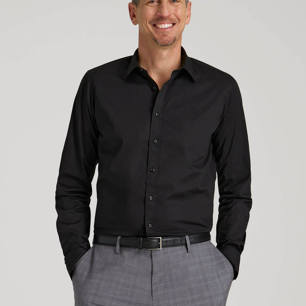 matte black dress shirt The Jacket Maker Mens Haven Matte Black Leather Shirt