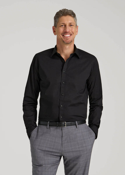 Oskar Easy Care Dress Shirt for Tall Men in Black M / Tall / Black