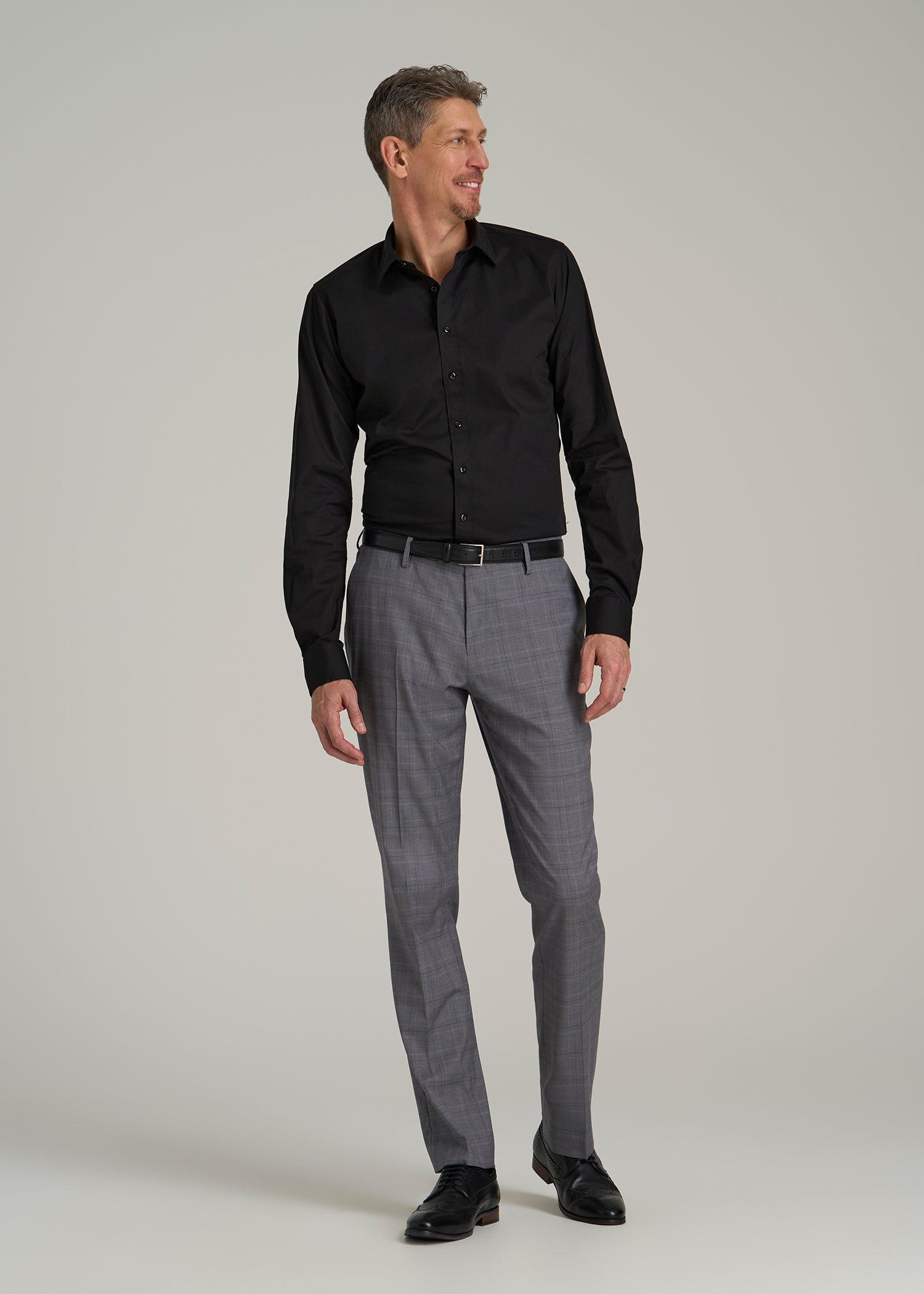Oskar Button-Up Dress Shirt for Tall Men in Black