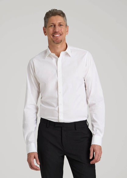 white dress shirt grey pants Oskar Easy Care Dress Shirt for Tall Men in Bright White XL / Semi Tall / Bright White