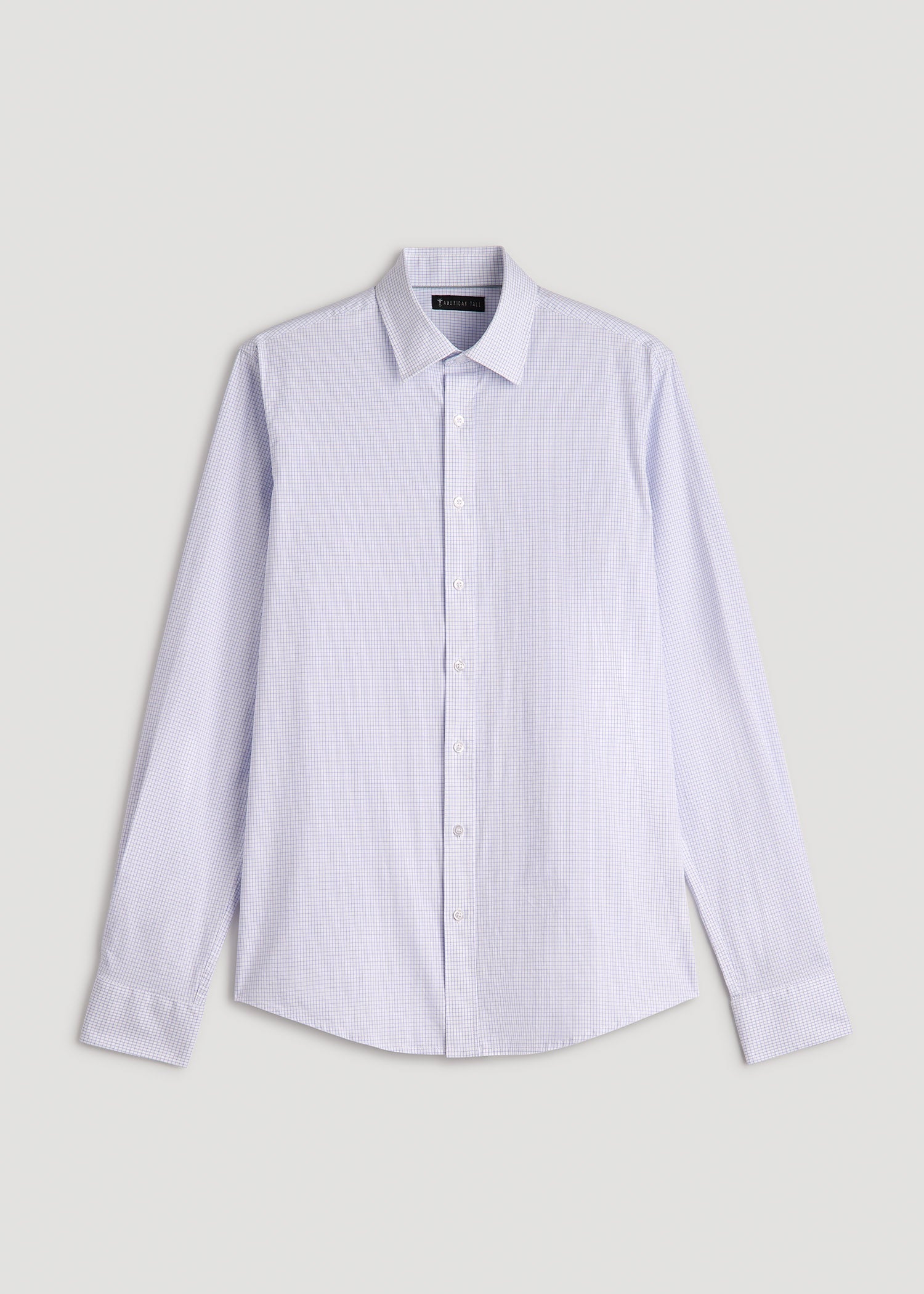 Oskar Easy Care Dress Shirt for Tall Men in Iris Mini Check Oskar Easy Care Dress Shirt for Tall Men in Iris Mini Check