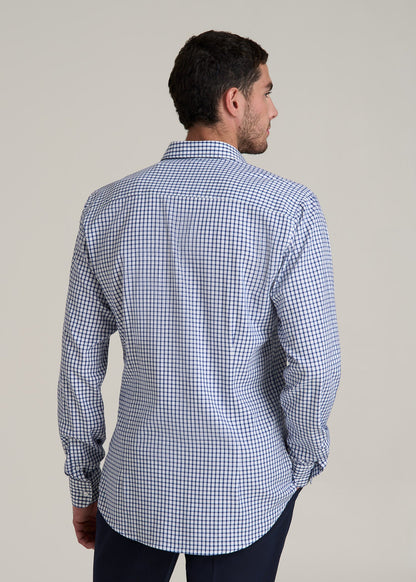 Oskar Button-Up Dress Shirt for Tall Men in Bright Blue Grid