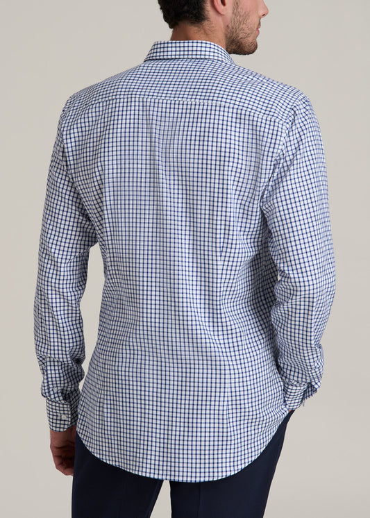 Oskar Button-Up Dress Shirt for Tall Men in Bright Blue Grid