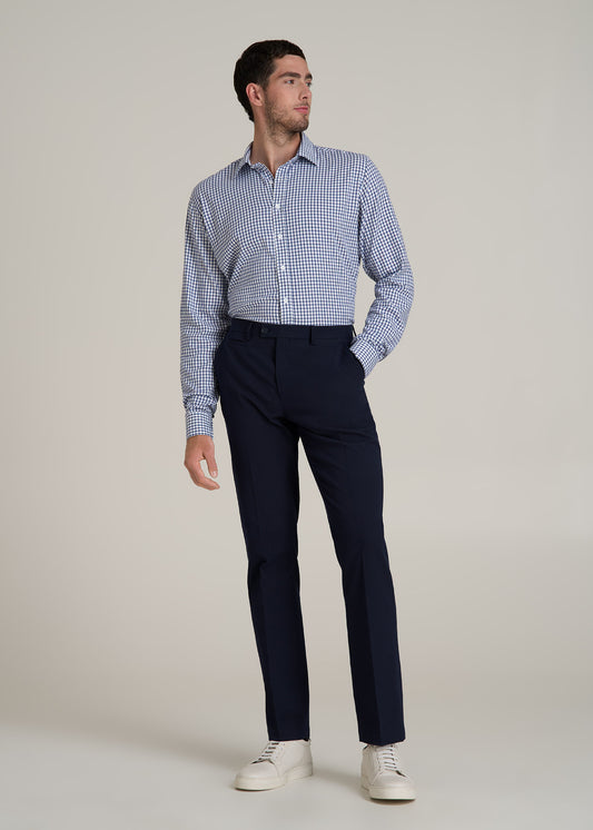 Oskar Button-Up Dress Shirt for Tall Men in Bright Blue Grid