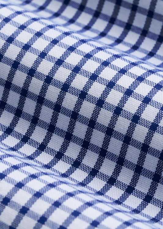 Oskar Button-Up Dress Shirt for Tall Men in Bright Blue Grid