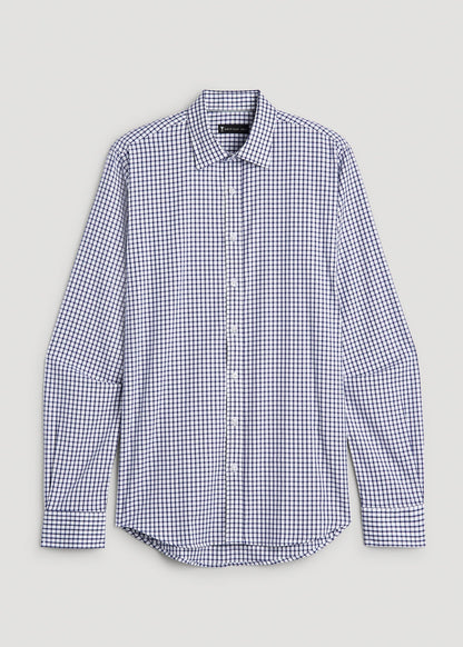 Oskar Easy Care Dress Shirt for Tall Men in Bright Blue Grid