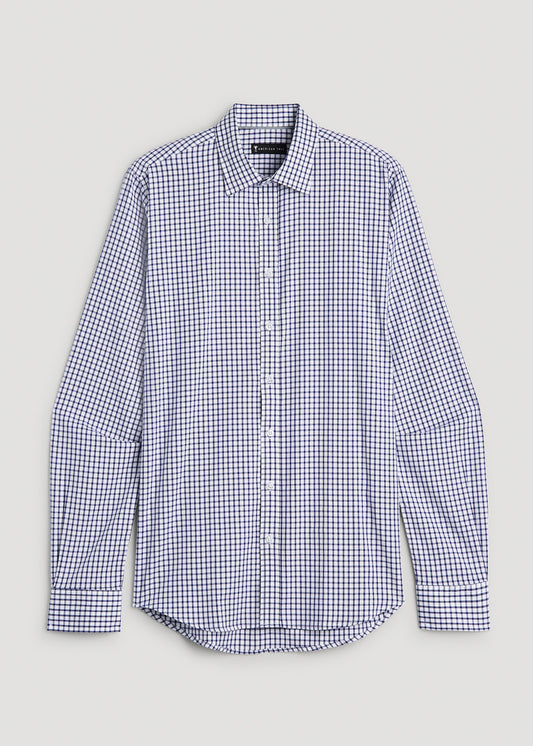 Oskar Button-Up Dress Shirt for Tall Men in Bright Blue Grid