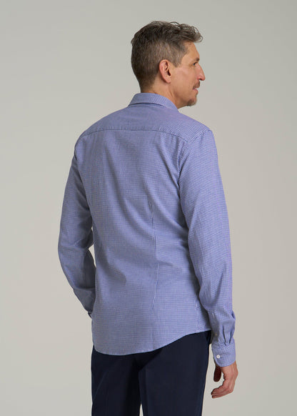 Oskar Button-Up Dress Shirt for Tall Men in Cobalt Mini Check