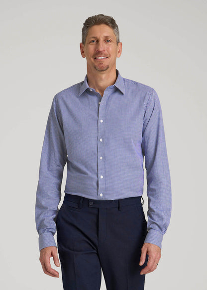 Oskar Easy Care Dress Shirt for Tall Men in Cobalt Mini Check M / Extra Tall / Cobalt Mini Check Oskar Easy Care Dress Shirt for Tall Men in Cobalt Mini Check M / Extra Tall / Cobalt Mini Check