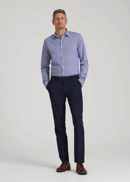 Oskar Easy Care Dress Shirt for Tall Men in Cobalt Mini Check M / Extra Tall / Cobalt Mini Check