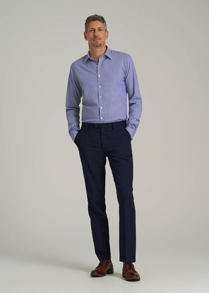 Oskar Button-Up Dress Shirt for Tall Men in Cobalt Mini Check