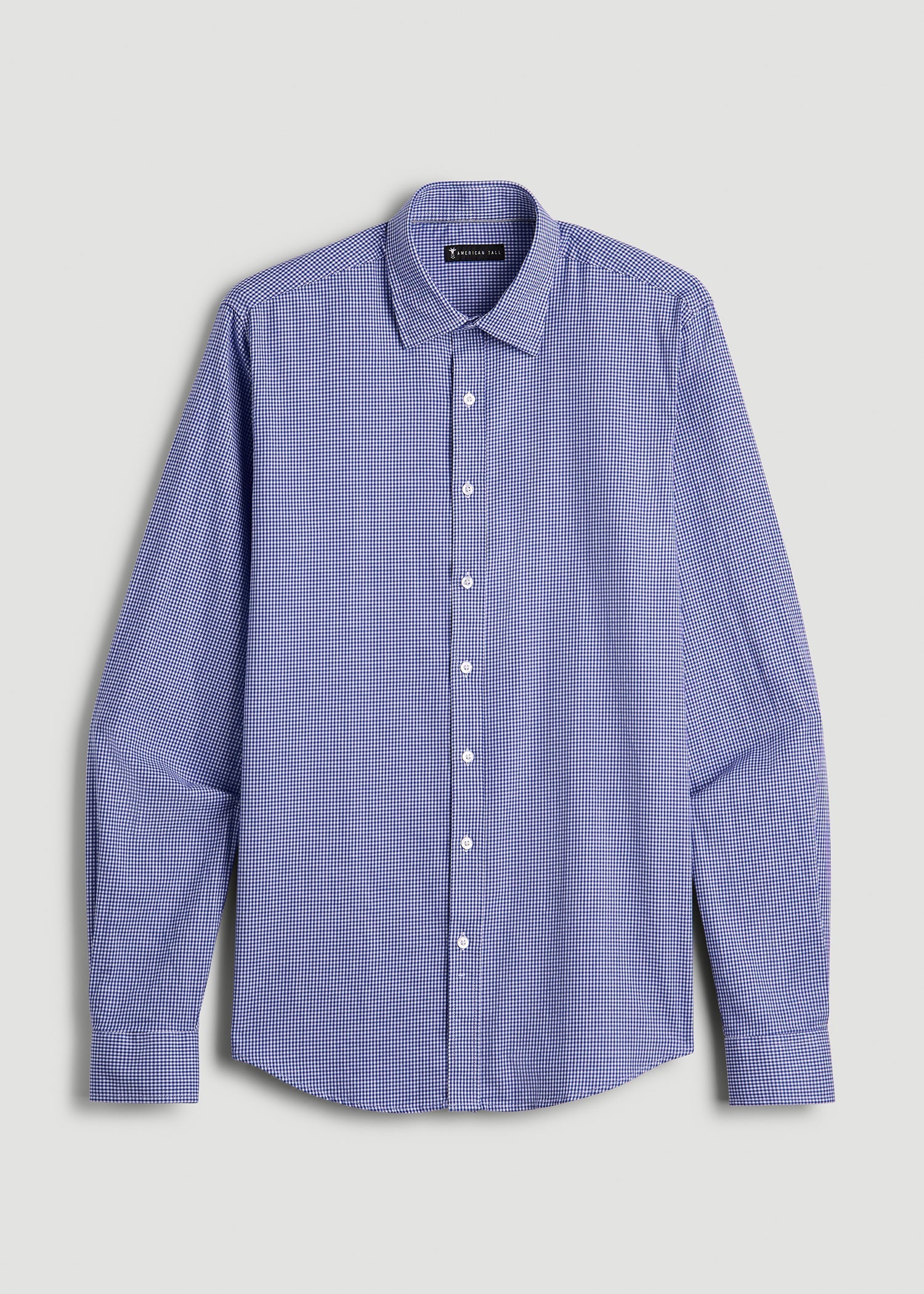 Oskar Button-Up Dress Shirt for Tall Men in Cobalt Mini Check