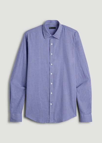 Oskar Button-Up Dress Shirt for Tall Men in Cobalt Mini Check