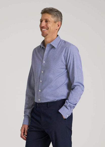 Oskar Easy Care Dress Shirt for Tall Men in Cobalt Mini Check M / Extra Tall / Cobalt Mini Check
