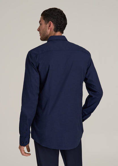 Oskar Button-Up Dress Shirt for Tall Men in Deep Blue Mix