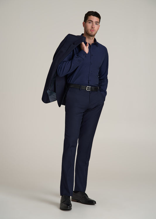 Oskar Button-Up Dress Shirt for Tall Men in Deep Blue Mix