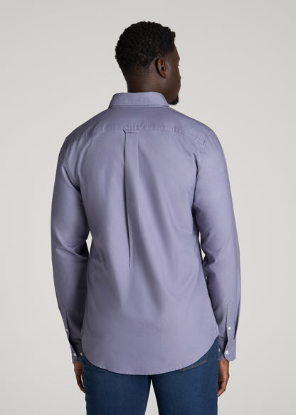 Oxford Cloth Button Down Shirt for Tall Men in Blue Granite