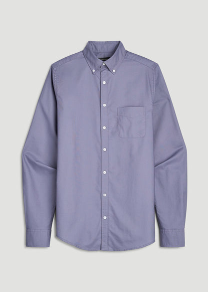Oxford Cloth Button Down Shirt for Tall Men in Blue Granite