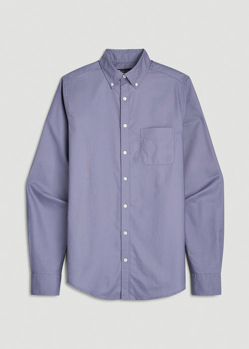 Oxford Cloth Button Down Shirt for Tall Men in Blue Granite