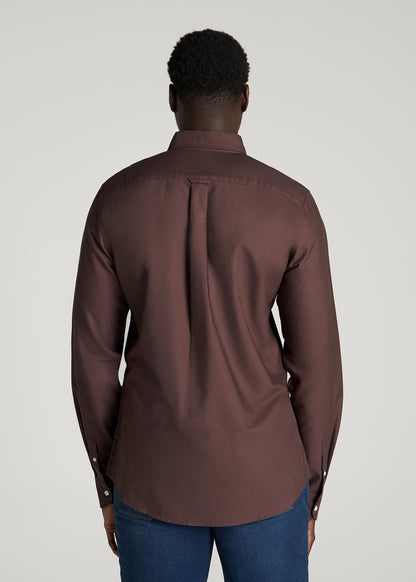 Oxford Cloth Button Down Shirt for Tall Men in Dark Brown