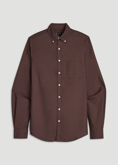 Oxford Cloth Button Down Shirt for Tall Men in Dark Brown