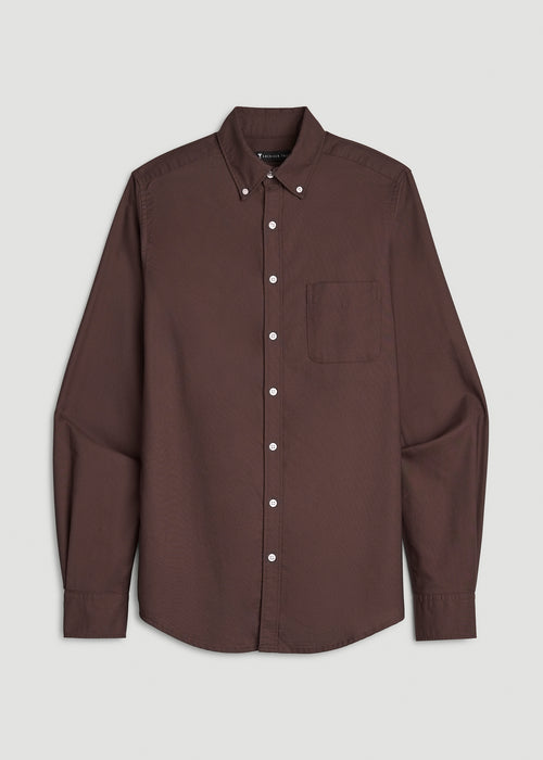 Oxford Cloth Button Down Shirt for Tall Men in Dark Brown