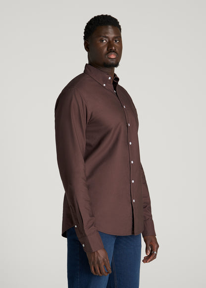Oxford Cloth Button Down Shirt for Tall Men in Dark Brown