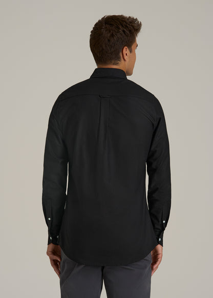 Oxford Cloth Button Down Shirt for Tall Men in Deep Black