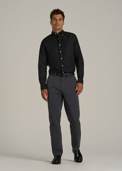 Oxford Cloth Button Down Shirt for Tall Men in Deep Black
