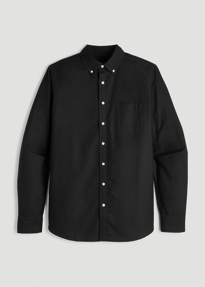 Oxford Cloth Button Down Shirt for Tall Men in Deep Black