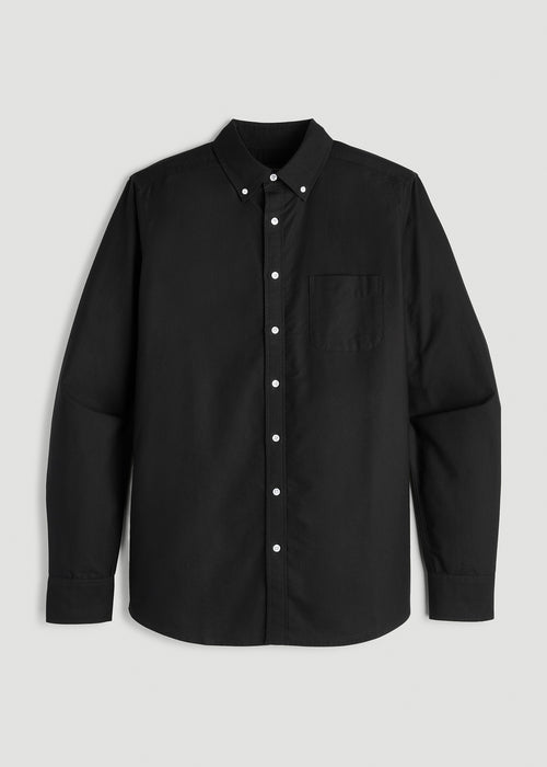 Oxford Cloth Button Down Shirt for Tall Men in Deep Black