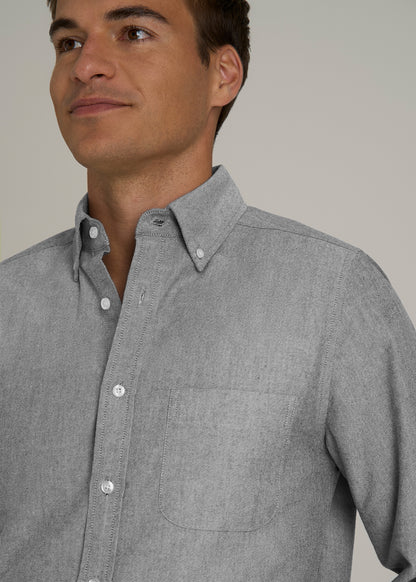 Oxford Cloth Button Down Shirt for Tall Men in Formal Grey