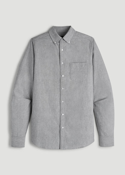 Oxford Cloth Button Down Shirt for Tall Men in Formal Grey