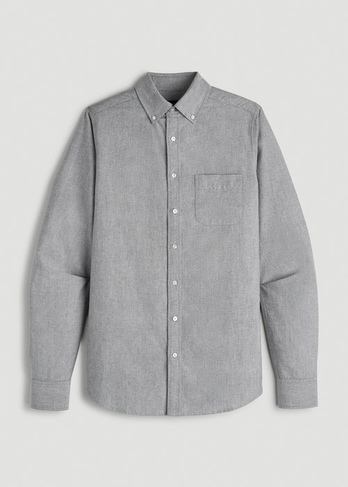 Oxford Cloth Button Down Shirt for Tall Men in Formal Grey