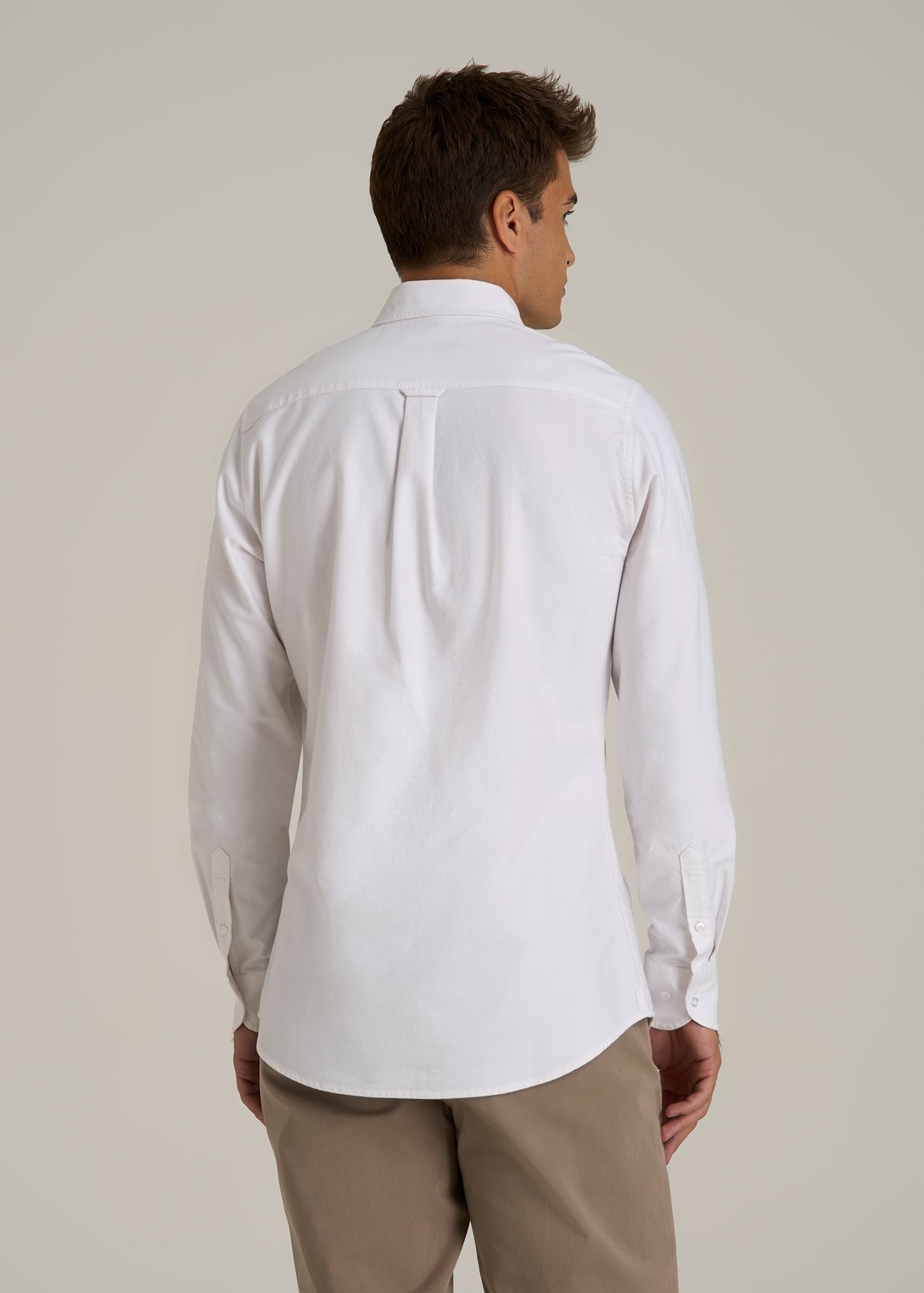 Oxford Cloth Button Down Shirt for Tall Men in Optic White