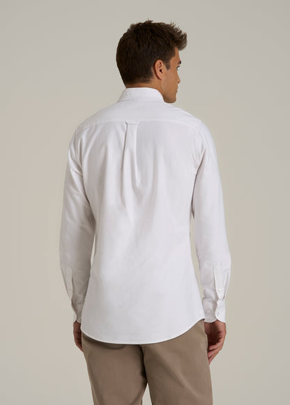 Oxford Cloth Button Down Shirt for Tall Men in Optic White