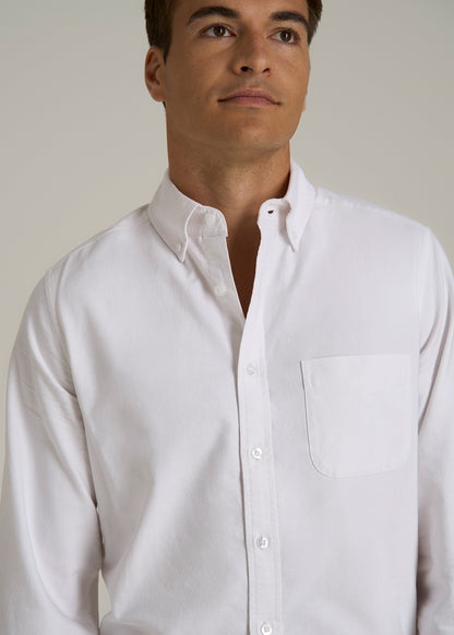 Oxford Cloth Button Down Shirt for Tall Men in Optic White