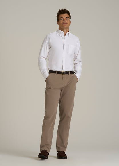 Oxford Cloth Button Down Shirt for Tall Men in Optic White