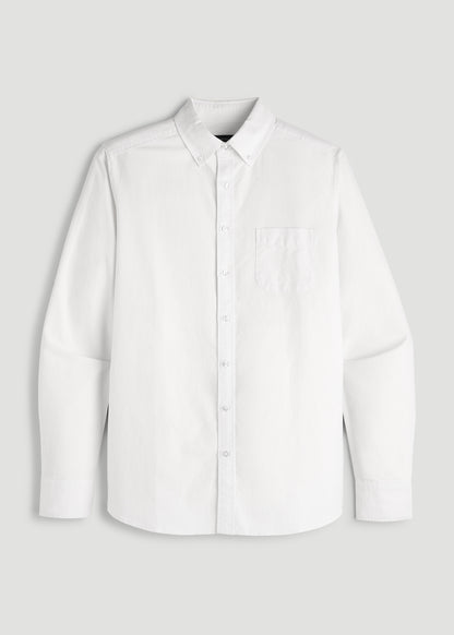 Oxford Cloth Button Down Shirt for Tall Men in Optic White