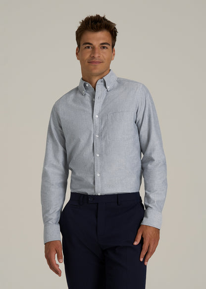 Oxford Cloth Button Down Shirt for Tall Men in Tradewinds Blue