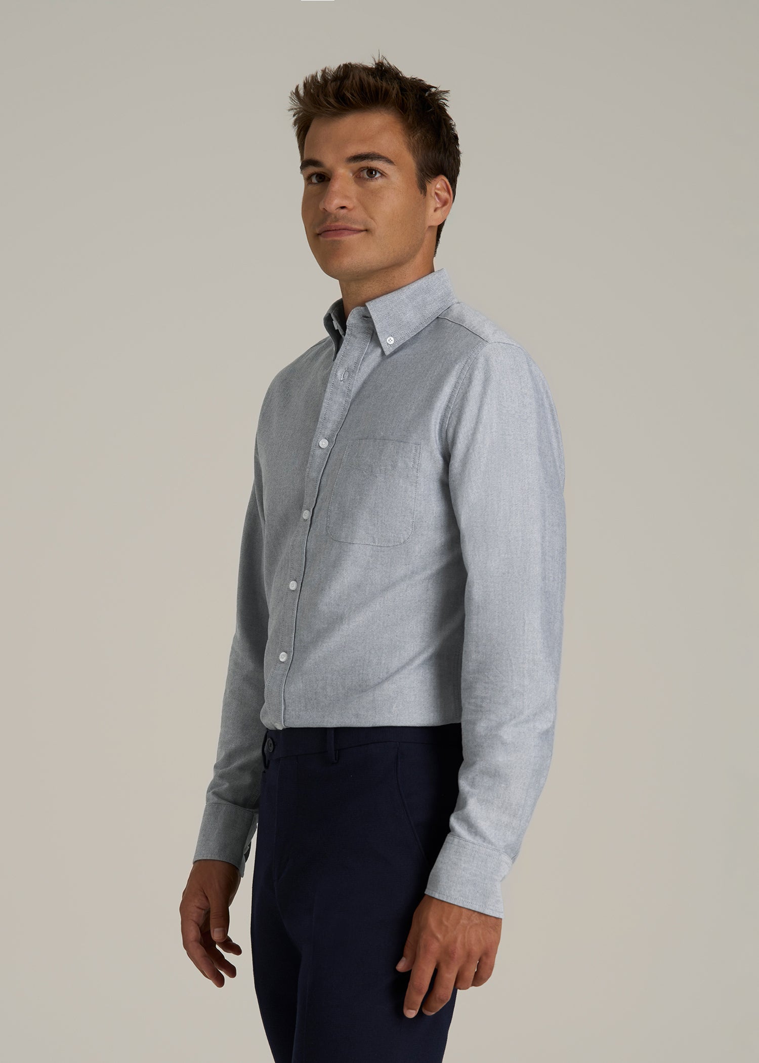 Oxford Cloth Button Down Shirt for Tall Men in Tradewinds Blue