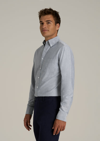 Oxford Cloth Button Down Shirt for Tall Men in Tradewinds Blue